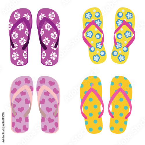  Set of vector images of summer, umbrella and chaise longue