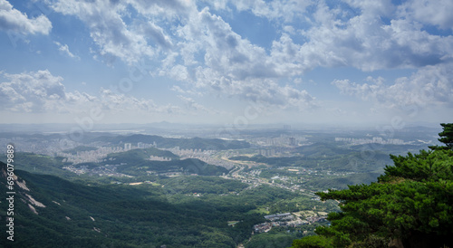 Seoul City visible from Bukhansan National Park which is located just outside of Seoul. © mantinilt