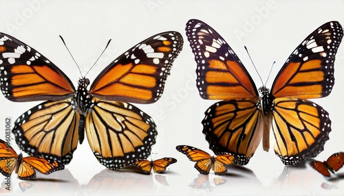 beautiful monarch butterfly on white background set of big monarch butterflies on white background tawny coster acraea violae acraea terpsicore