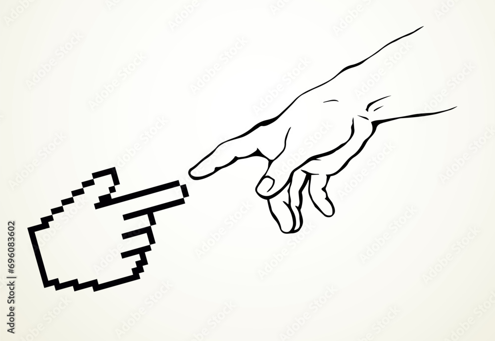 Hands of the creation of Adam. Vector drawing Hands of the creation of Adam. Vector drawing