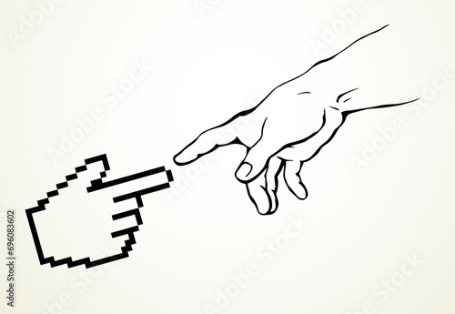 Hands of the creation of Adam. Vector drawing
