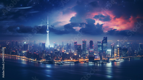 breathtaking view of illuminated Tokyo skyline at nighttime