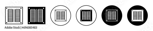 Air exhauster icon. home kitchen ventilation vent to supply or removal of smell air logo. air filter hvac or radiator grille for aeration symbol set. domestic wind exhaust fan or exhauster grille 