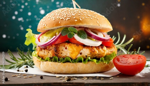 chicken burger with vegetables