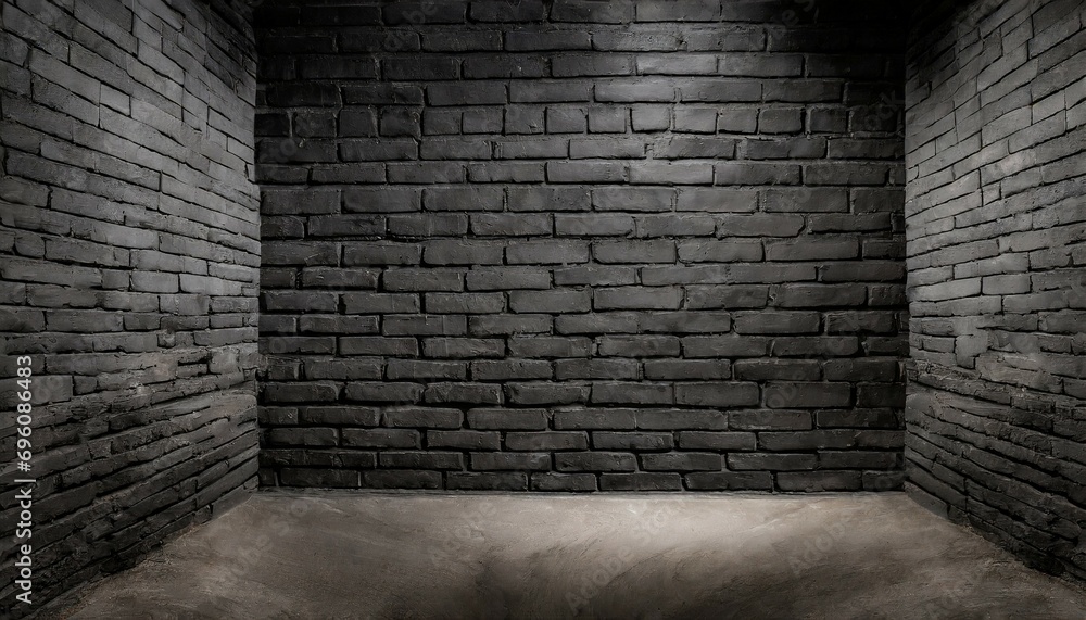 black brick walls that are not plastered background and texture the texture of the brick is black background of empty brick basement wall - obrazy, fototapety, plakaty 