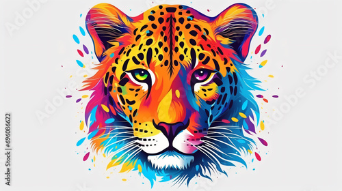 Cheetah rainbow logo hand drawing 