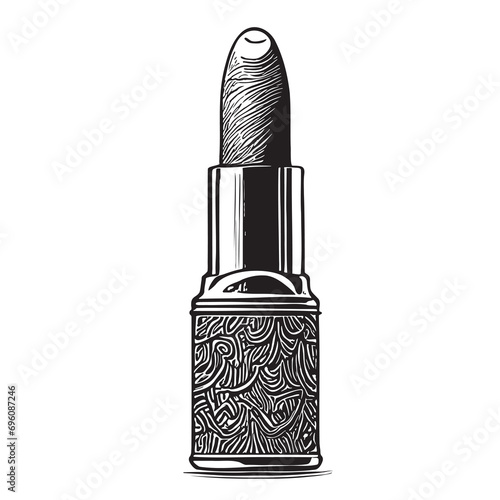 Women lipstick retro cosmetics hand drawn sketch illustration