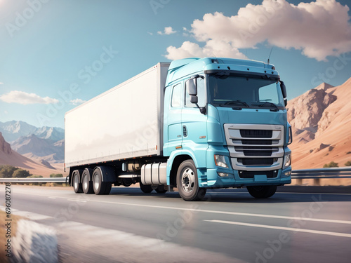 
Highway Dynamics: The Truck Runs on the Highway - 3D Render and Illustration