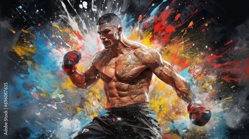 MMA fighter, background, splash martial art
