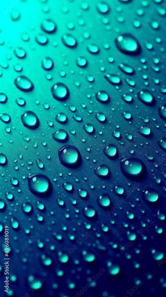 Water drops on light blue gradient background