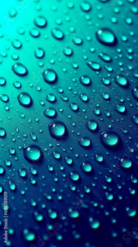 Water drops on light blue gradient background