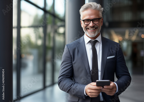 Smiling happy confident mid aged businessman