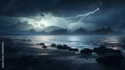 lightning storm clouds over the sea