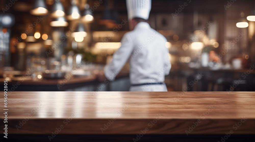 Closeup of an Empty Table with a Blurred Restaurant