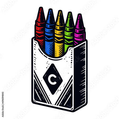 colorful crayons box vector sketch