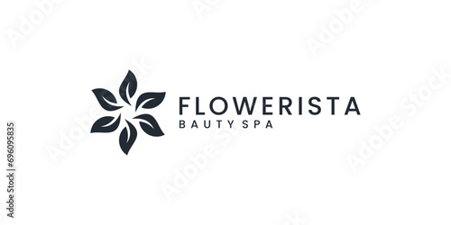 Minimalist beauty flower logo design template photo