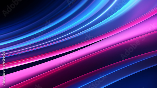 3d render. Abstract background of blue pink neon stripes