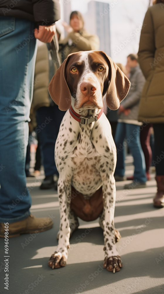 German Shorthaired Pointer near people