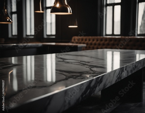 Professional interior design with expensive black marble and granite. Excellent background for presentation and product