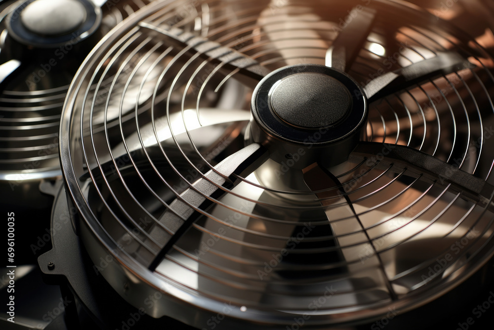 Power fan air metal technology cool detail equipment cooler electric closeup Power fan air metal technology cool detail equipment cooler electric closeup