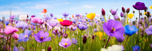 Beautiful meadow full of spring flowers banner
