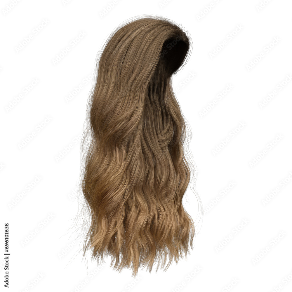 3d rendering soft wavy elegant brown hair isolated 3d rendering soft wavy elegant brown hair isolated