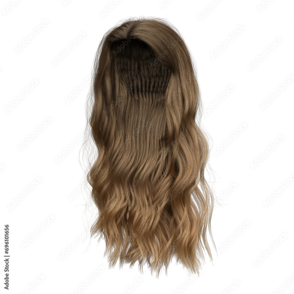 3d rendering soft wavy elegant brown hair isolated 3d rendering soft wavy elegant brown hair isolated