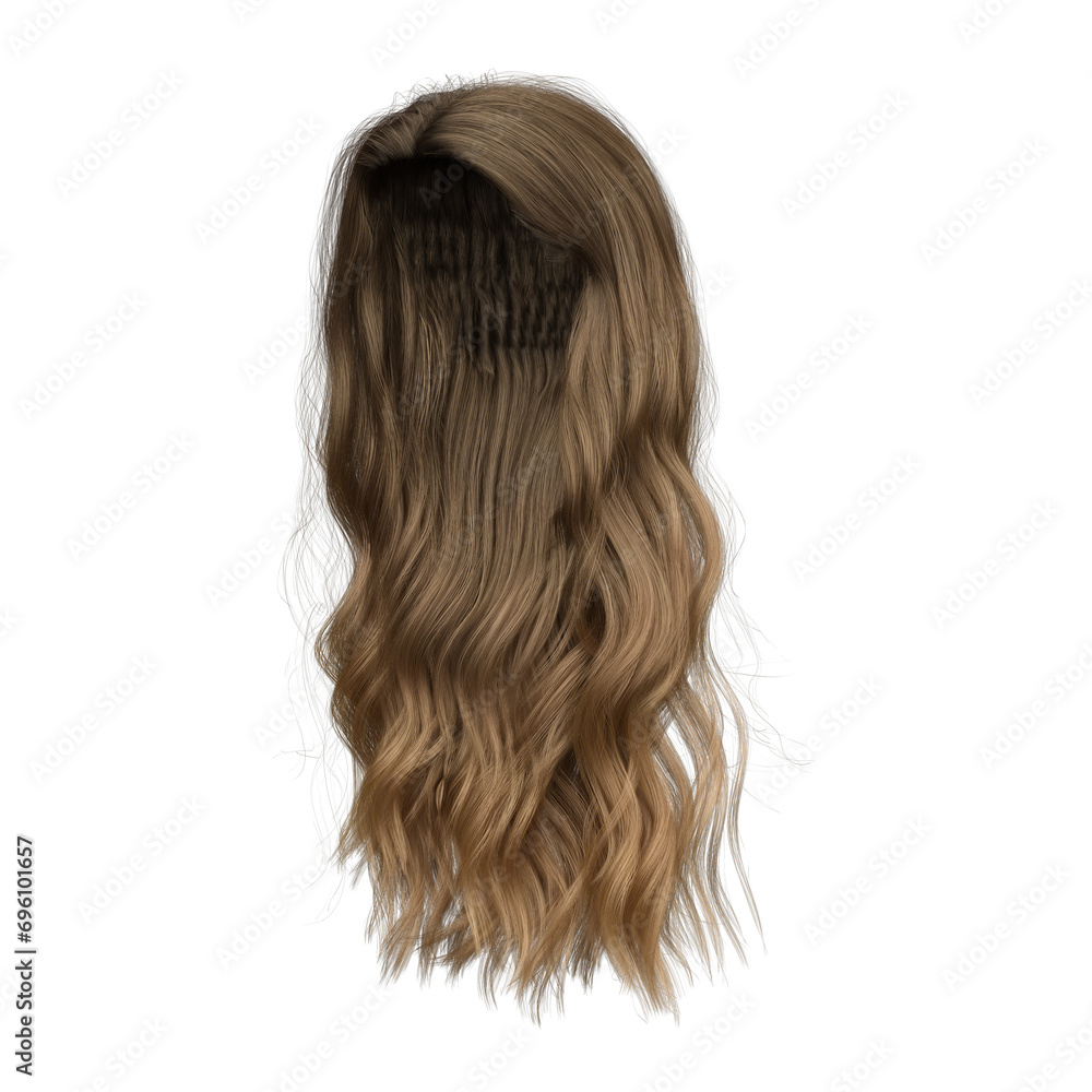 3d rendering soft wavy elegant brown hair isolated 3d rendering soft wavy elegant brown hair isolated