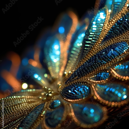 microscopic, closeup, backlit jewel tiffany, intricate needlepoint closeup murmuration, underwater lighting