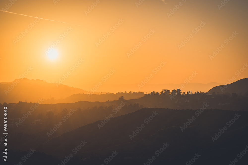 Hazy sunset over Los Angeles