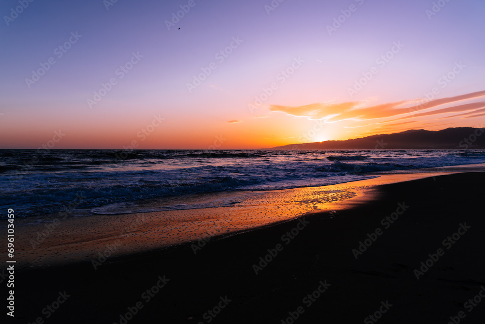 Late evening sunset on the beach