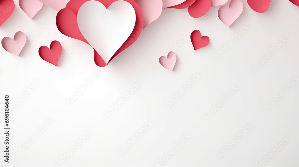 white background with red heart motif for valentine