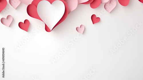 white background with red heart motif for valentine
