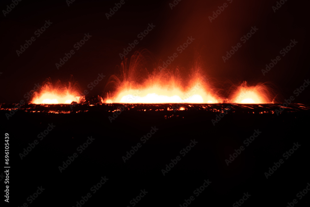 Night time fissure eruption in Iceland long exposure Night time fissure eruption in Iceland long exposure