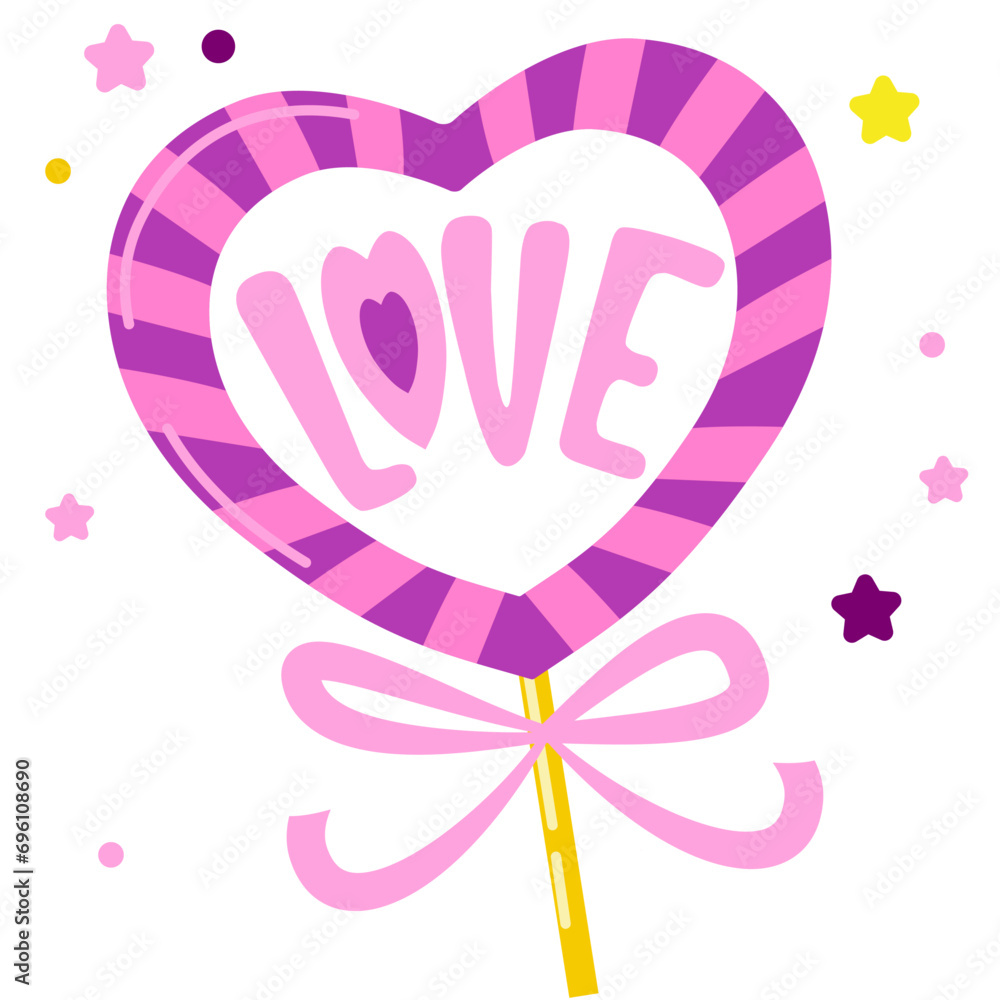 Happy Valentine's Day Poster or banner with pink cute font and sweet hearts 2