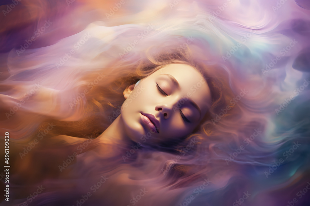 Portrait of an empowered woman in a dreamy scene Portrait of an empowered woman in a dreamy scene