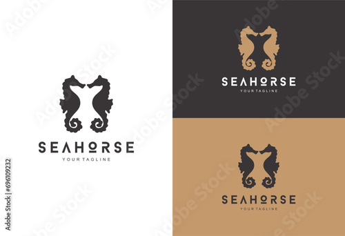 seahorse flat icon logo vector illustration