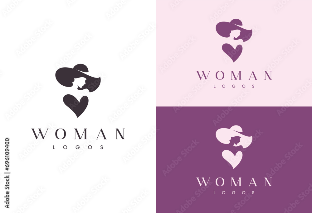 Fashion Luxury Glamour Elegant Woman silhouette Logo design vector template. negative space beautiful woman wearing dress vector logo design illustration