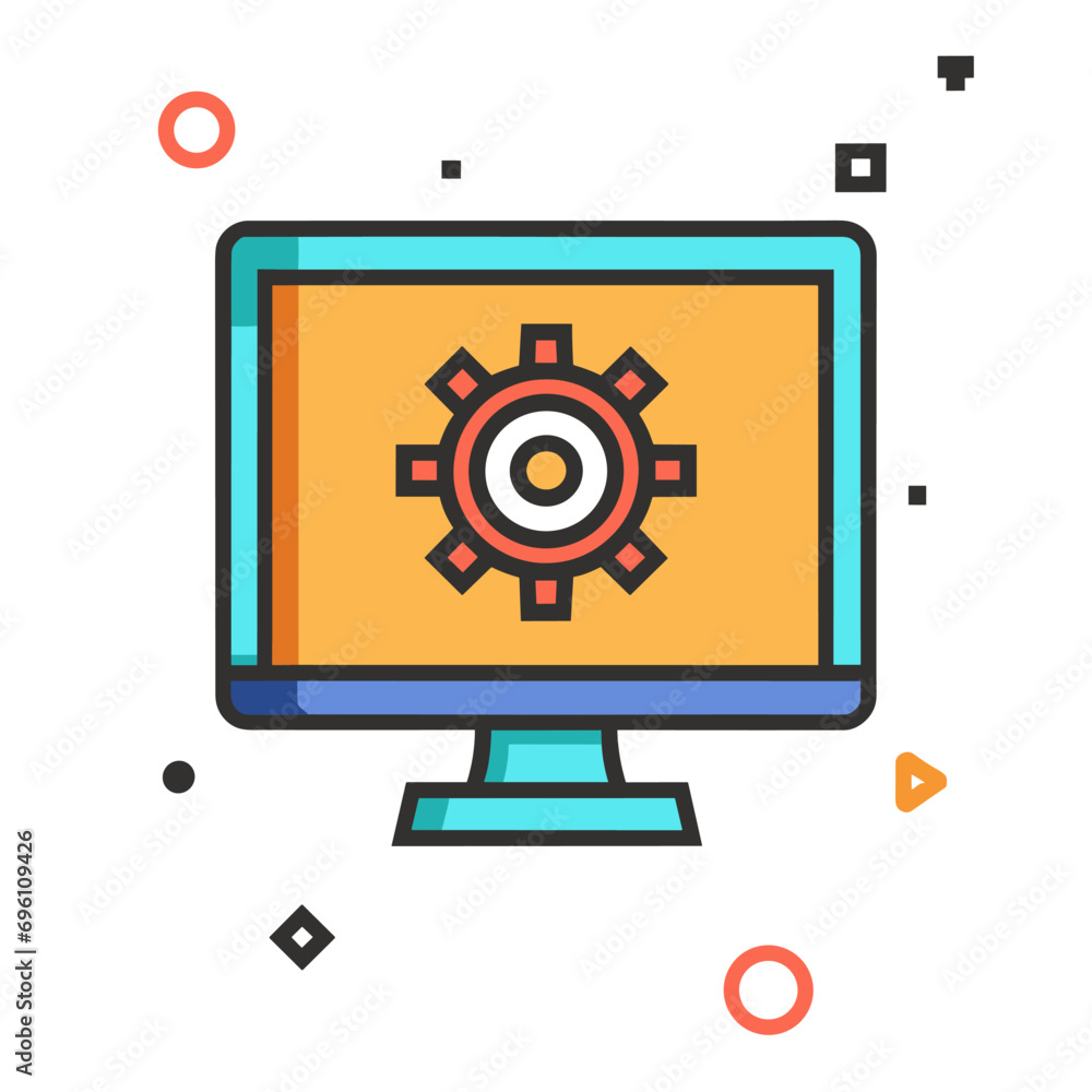 Computer monitor flat icon, screen and device, vector graphics, a colorful solid pattern on a white background Computer monitor flat icon, screen and device, vector graphics, a colorful solid pattern on a white background