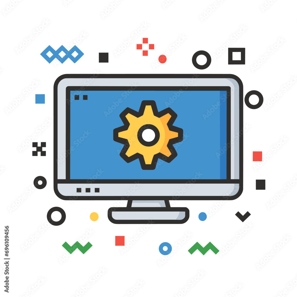 Computer monitor flat icon, screen and device, vector graphics, a colorful solid pattern on a white background Computer monitor flat icon, screen and device, vector graphics, a colorful solid pattern on a white background