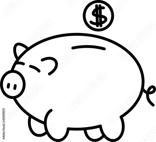 Piggy Bank Finance Money Drawing Doodle Vector Illustration