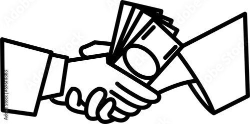 Handshake with money Finance Money Drawing Doodle Vector Illustration