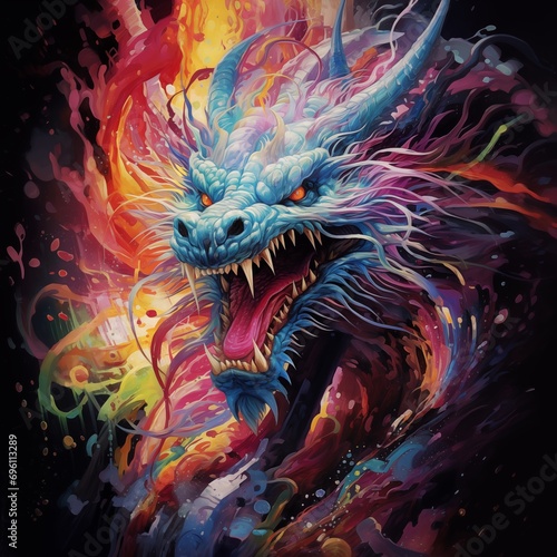 astral dragon exotic colorfull, pink colour © Elzerl