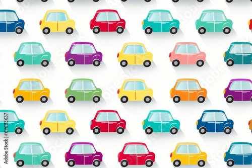 Watercolor car  children seamless pattern with cute urban and public