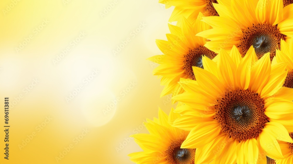 Cluster of sunflowers against a warm, glowing background Cluster of sunflowers against a warm, glowing background