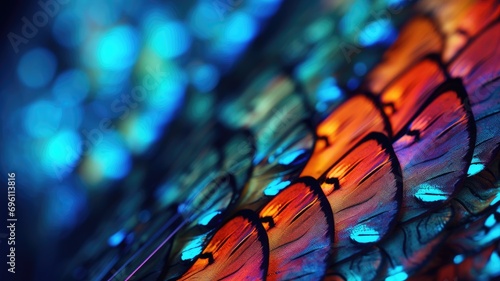 Vivid butterfly wing scales with bokeh effect photo