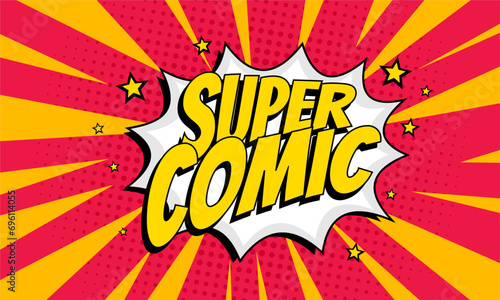 Super Comic cartoon background template. vector illustration