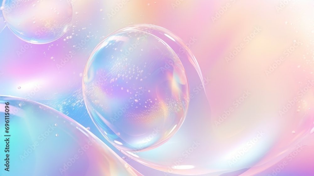 Colorful soap bubbles with a translucent, iridescent sheen