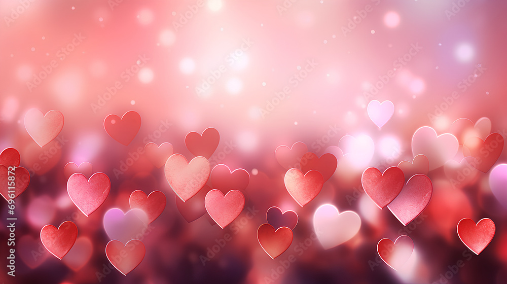 Valentine's day, abstract background, multi-colored hearts against bokeh background. Concept: love, valentine's day, wedding. Valentine's day, abstract background, multi-colored hearts against bokeh background. Concept: love, valentine's day, wedding.