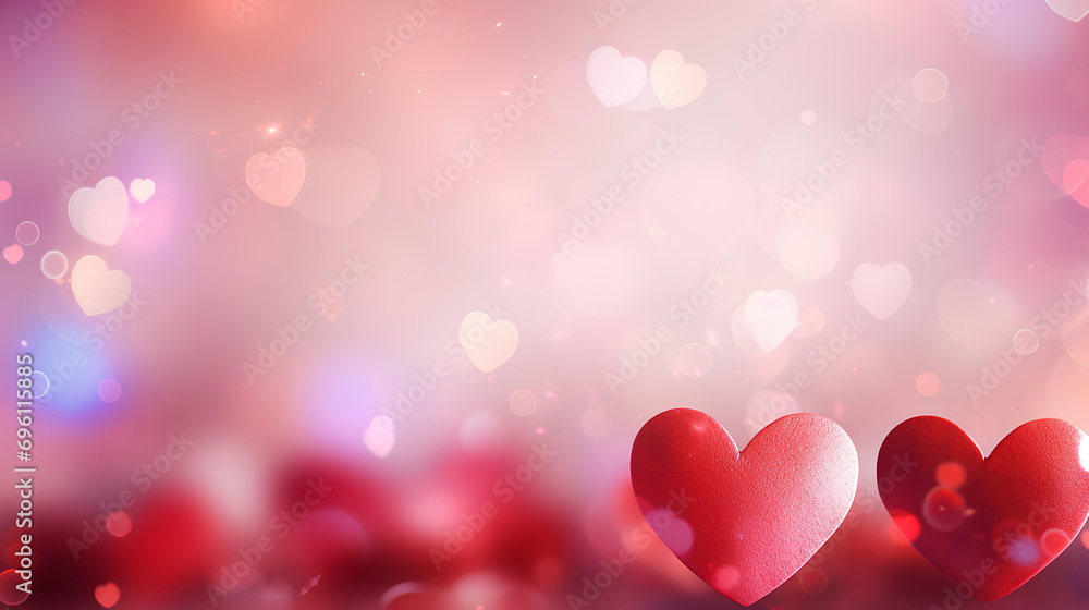 Valentine's day, abstract background, multi-colored hearts against bokeh background. Concept: love, valentine's day, wedding. Valentine's day, abstract background, multi-colored hearts against bokeh background. Concept: love, valentine's day, wedding.
